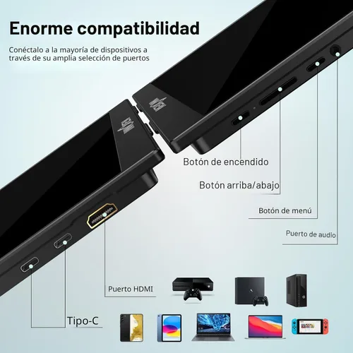 Vista 8 de InnoView Monitor portátil de 18.5 pulgadas 100HZ 120% sRGB, 1080P FHD IPS Monitores portátiles grandes para laptop USB C HDMI HDR Monitor de viaje