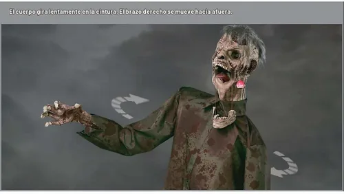 Vista 2 de Spirit Halloween 6 pies 1 en Jeremy Jaws Animatronic, decoración de zombis