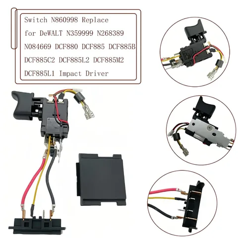 Vista 6 de N860998 N359999 N268389 N084669 KIMGU Interruptor Reemplazo para DeWALT DCF880 DCF885 DCF885B DCF885C2 DCF885L2 DCF885M2 DCF885L1 Impact Driver