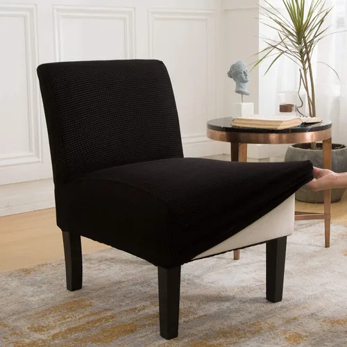 Vista 4 de JIAN YA NA Funda impermeable para silla de acento sin brazos, funda elástica para silla de sala de estar, tela fina universal, extraíble, lavable