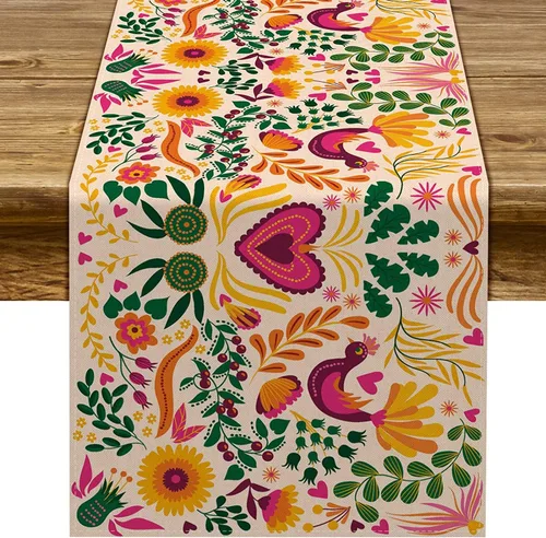 Vista 8 de Sunwer Juego de 4 manteles individuales de fiesta mexicana, diseño floral de Cinco de Mayo, decoración de fiesta del Día de los Muertos, decoración