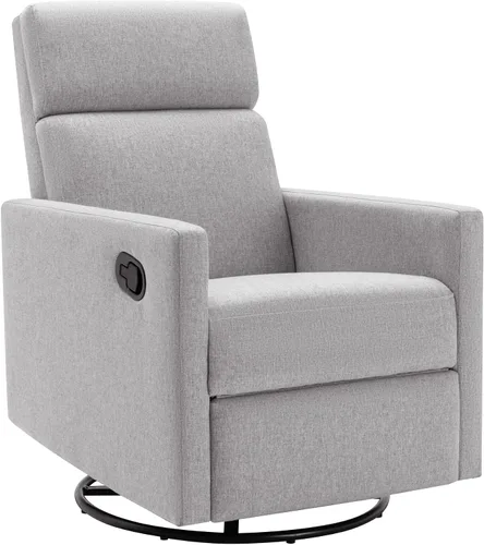 Vista 4 de LUMISOL Silla reclinable giratoria para adultos, silla deslizante giratoria para guardería, sofá individual reclinable manual, tapizada en lino
