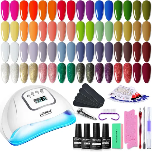 Vista 11 de JODSONE Juego de 23 esmaltes de uñas de gel con base, capa superior brillante y mate, multicolor, de larga duración, adecuado para todas