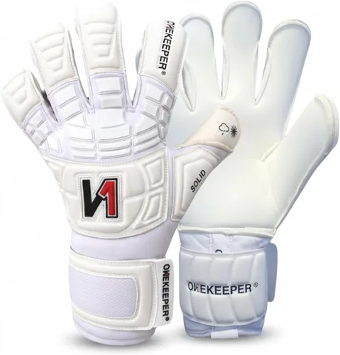 Vista 9 de ONEKEEPER Guantes de portero de nivel profesional sólido blanco o negro para niños, jóvenes y adultos, guantes de portero de fútbol GK Látex
