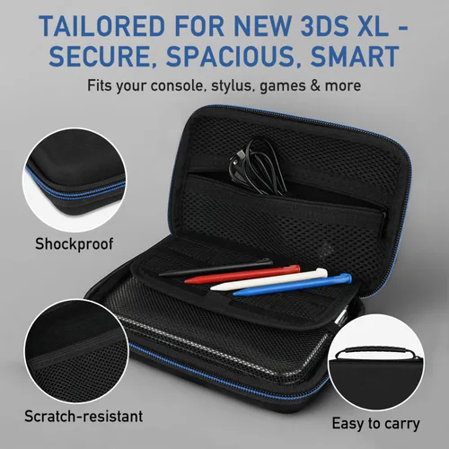Vista 2 de 4-in-1 Accessories Kit for Nintendo New 3DS XL/LL – Full Protection Bundle Includes Carrying Case, Clear Hard Shell, 4 Stylus Pens & 2 Sets of
