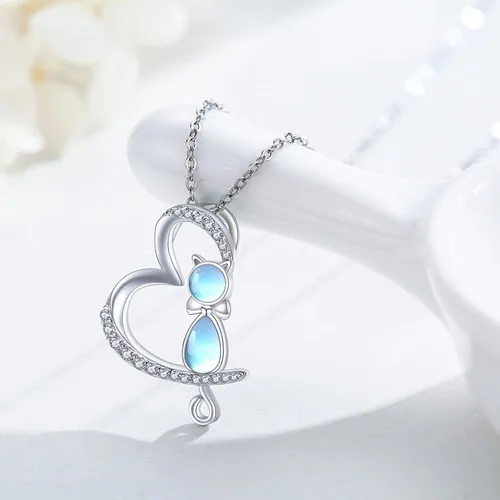 Vista 2 de Moonstone Necklace for Women 925 Sterling Silver Moonstone Pendant Necklace Animal Necklace Moonstone Jewelry Gifts for Women