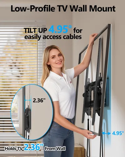 Vista 7 de FORGING MOUNT Soporte de pared de TV inclinable resistente para televisores grandes de 47 a 120 pulgadas, soporte de TV de perfil bajo
