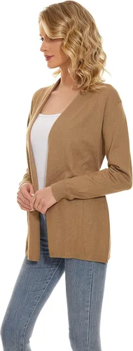 Vista 3 de Satuun Cárdigan ligero de manga larga con frente abierto para mujer, transpirable, suave, drapeado