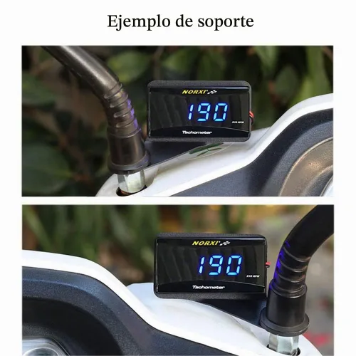 Vista 3 de Taquímetro Digital Universal Medidor RPM para Motocicleta y Auto, Impermeable, Electrónico (Azul)