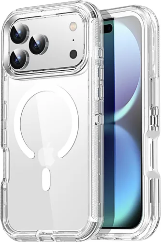 Vista 31 de AICase Funda transparente para iPhone 15 Pro Max, compatible con MagSafe 3 en 1, resistente protección contra caídas, cuerpo completo, a prueba