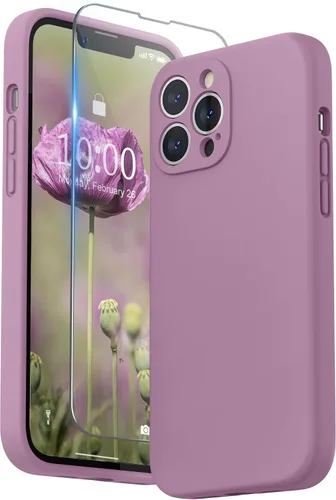 Vista 17 de SURPHY Funda compatible con iPhone 13 Pro Max con protector de pantalla, (protección de cámara + forro de microfibra suave), funda de silicona Negro