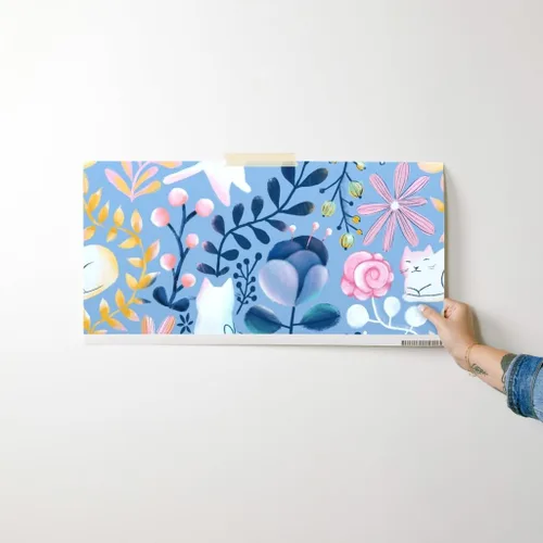 Vista 7 de Spoonflower Papel tapiz para despegar y pegar, papel tapiz extraíble personalizado de gatos de primavera con diseño de gatos florales