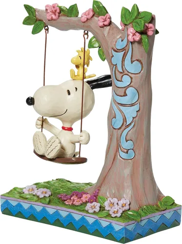 Vista 3 de Enesco Jim Shore Peanuts Snoopy and Woodstock on Swing - Figura de 8 pulgadas de alto, multicolor