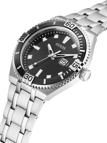 Vista 5 de GUESS US Mens Silver-Tone and Black Analog Watch