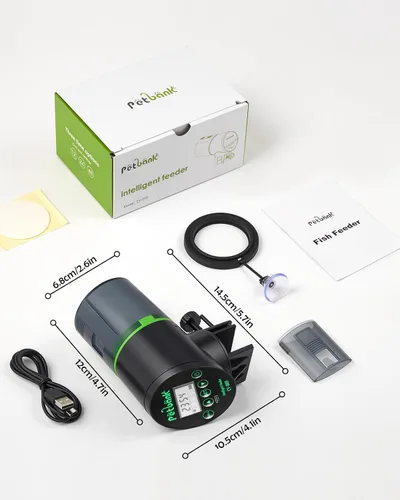 Vista 9 de Comedero automático para peces para acuario, fácil instalación y 4 Negro