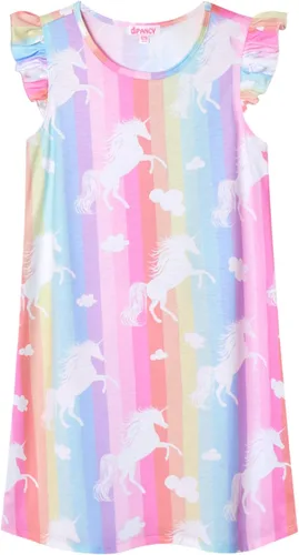 Vista 11 de QPANCY Camisones de princesa para niñas con estampado de algodón, ropa de dormir, pijamas, vestido para niños