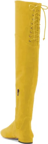 Vista 2 de YDN Botas de tacón alto y bajo con cordones para mujer, con puntera cerrada, botas largas, talla 4-15