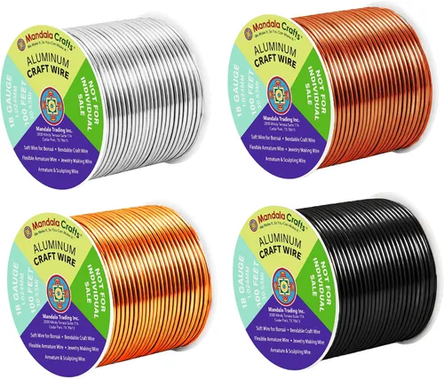 Vista 15 de Mandala Crafts - Alambre de aluminio anodizado de calibre 22 para hacer joyas - 137.2 m de alambre flexible surtido y coloreado - Doble para bonsái