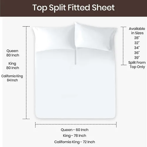 Vista 3 de SGI bedding Juego de sábanas de microfibra ajustable de 28 pulgadas con parte superior flexible de cabeza dividida, ultra suave, refrescante