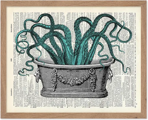 Vista 90 de Poster Master Póster de pulpo para parejas, póster de diccionario, arte Kraken, regalo romántico para él, ella, amantes, decoración náutica