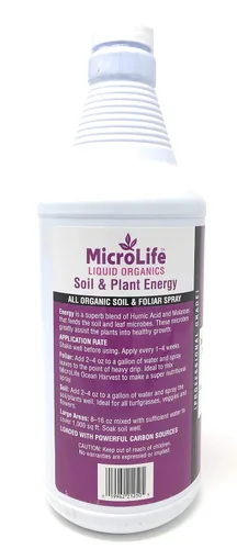 Vista 3 de MicroLife Soil & Plant Energy Concentrado orgánico líquido de ácido húmico/fúlvico y melaza en aerosol foliar o estimulador de raíces, 1 cuarto