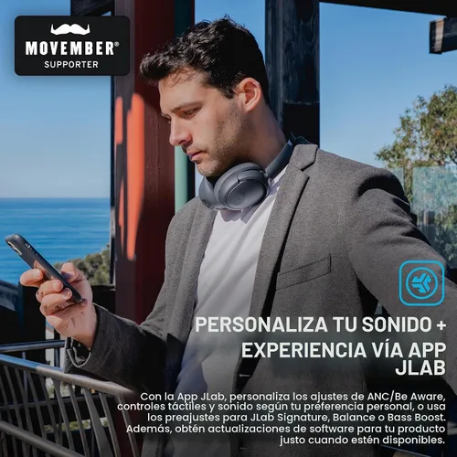 Vista 5 de JLab JBuds Lux ANC, auriculares para colocar sobre la oreja, cancelación activa de ruido, Bluetooth, grafito (paquete de 2)