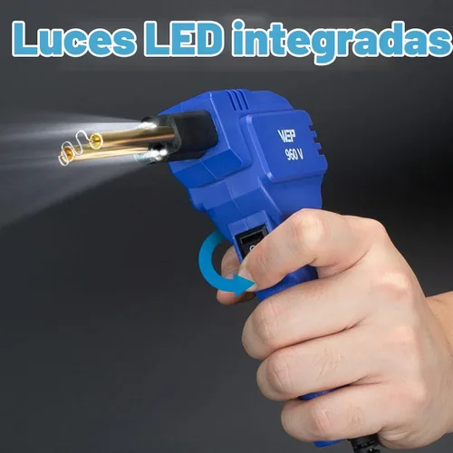 Vista 6 de Kit de soldador de plástico WEP 960-V 110V con luces LED con 200 grapas calientes y alicates para soldadura de plástico de parachoques de coche Azul