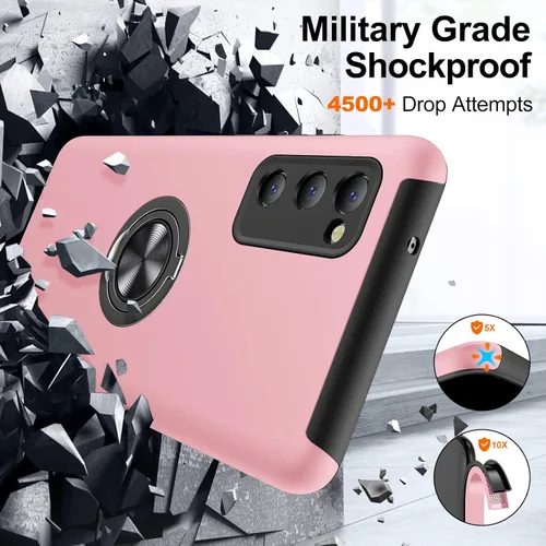 Vista 2 de JAME - Funda para Samsung Galaxy S20 FE 5G, soporte de anillo a prueba de golpes Dual Layer Military Grade Heavy Duty Shockproof Cover, Metal