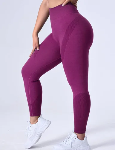 Vista 3 de YEOREO Leggings de entrenamiento de ozono sin costuras para mujer, cintura alta, levantamiento de glúteos, pantalones de yoga reciclados