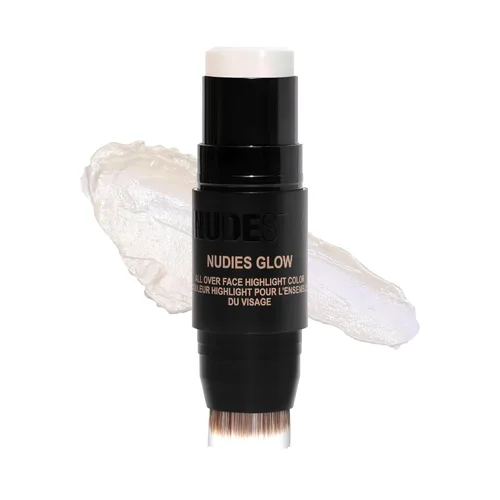 Vista 11 de Nudestix Nudies Glow - Resaltador en crema multiusos para mejillas, ojos y cuerpo con cepillo integrado, acabado radiante, maquillaje limpio, vegano