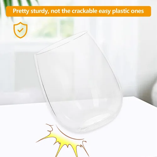 Vista 3 de Vasos acrílicos de plástico de 17 onzas, sin tallo, juego de 8 unidades, transparentes, irrompibles, aptas para lavavajillas, sin BPA