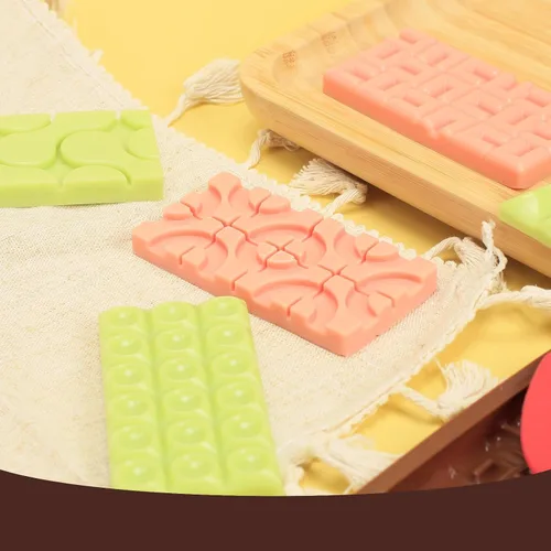 Vista 7 de Molde de barra de chocolate de silicona con 6 patrones, 2 moldes de chocolate de 0.3 pulgadas de profundidad para barra de proteínas y energía