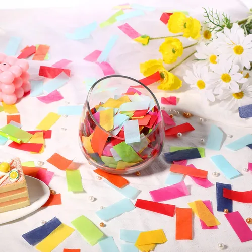 Vista 4 de Confeti de papel rectangular de 10.58 oz de papel multicolor para baby shower, clubes, bodas, celebraciones de cumpleaños, fiestas, decoración