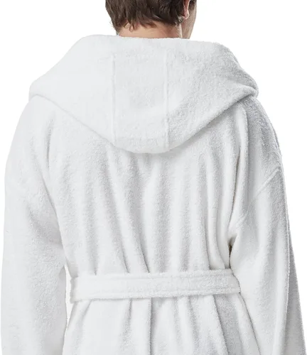 Vista 6 de Arus - Bata de baño clásica de algodón turco con capucha para hombre, con opción de longitud larga