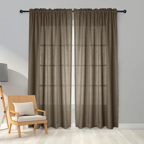 Vista 13 de Melodieux Cortinas de Niveles Semitraslúcidas Negras de 24 Pulgadas de Largo para Cocina, Cafetería, Dormitorio, Ventanas Pequeñas, Aspecto de Lino