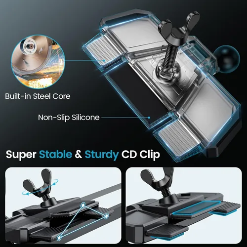 Vista 4 de APPS2Car Soporte de cargador inalámbrico para automóvil, ranura para CD, sujeción automática de 15 W, soporte de teléfono de CD de carga rápida