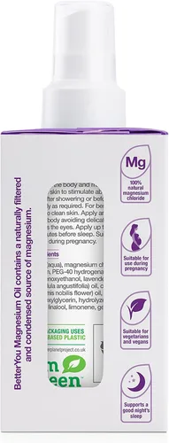 Vista 9 de BetterYou Spray corporal muscular de magnesio, relajante tópico de magnesio y aceite esencial, lavanda y manzanilla, promueve un mejor sueño, 3.38