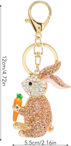 Vista 5 de Betued Key Chains Metal Rabbit Keychain Quick Release Keychain Organizer Portable Key Rings Inlaid Decoration Cartoon Bunny