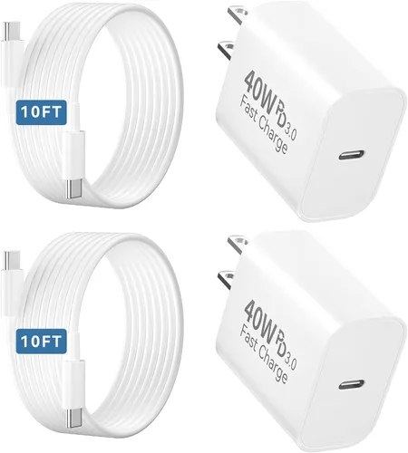Vista 9 de Cargador para teléfono 17 Pro Max de carga rápida, cargador USB C de 40W con cable de carga tipo C de 3.05 metros para iPhone 17 16 15 Pro Max/17 16