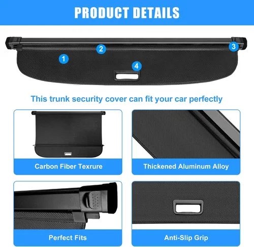 Vista 53 de AUXKO - Cubierta de carga retráctil para Lincoln MKX 2018-2016, cubierta de equipaje de maletero con protección de sombra para Lincoln Nautilus