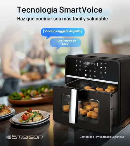 Vista 7 de Emerson Freidora de aire SmartVoice 10QT 6 en 1, más de 1000 comandos de control de voz, más de 100 alimentos reconocidos, sin aplicación, sin WIFI
