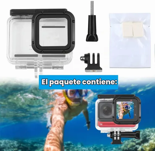 Vista 6 de Funda de buceo para cámara de acción Insta360 ONE RS 4K Edition, carcasa impermeable para buceo subacuático, 196.9 ft/196 pies con accesorio