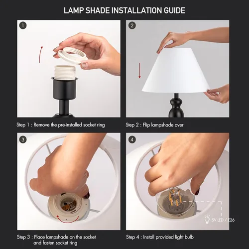 Vista 7 de O'Bright Ember - Lámpara de mesa inalámbrica, recargable, regulable al tacto, funciona con pilas, bombilla LED E26, carga rápida tipo C, lámpara
