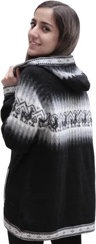 Vista 4 de Little Llamas - Sudadera con capucha de lana de alpaca