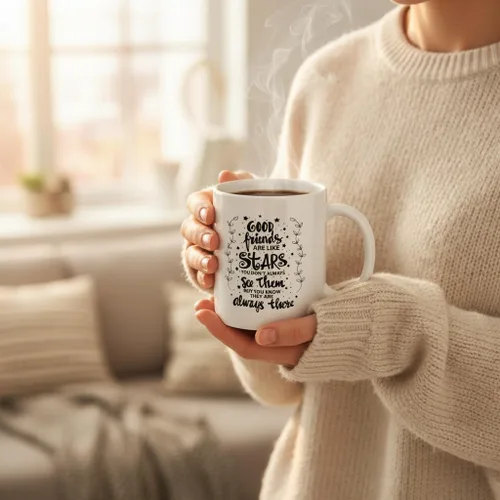 Vista 3 de Good Friends are Like Stars You Don't Always See Them but Know They Always There - Taza de café de cerámica con tema de la amistad, regalo