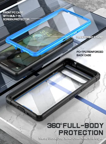 Vista 2 de Poetic Guardian - Funda compatible con Pixel 7A 5G, protector de pantalla integrado que funciona con identificación de huellas dactilares, híbrida