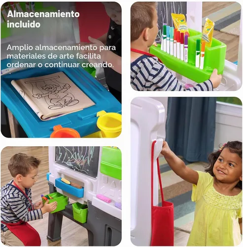 Vista 5 de Step2 Great Creations Centro de arte, mesa de actividades para niños, escritorio para artes y manualidades, hecho de plástico duradero, incluye