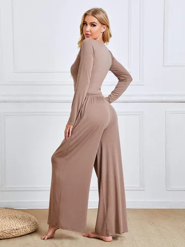 Vista 2 de Floerns - Pantalones de pijamas de manga larga para mujer