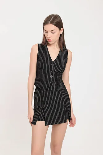 Vista 4 de Faldas con falda pantalón a rayas para mujer, estilo casual, mini longitud, Y2K, bodycon 2023