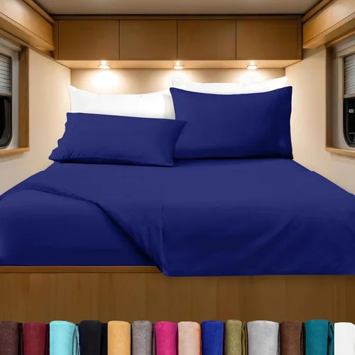 Vista 91 de Elegant Comfort Lujoso juego de sábanas de microfibra de alta calidad 1500 hoteleras bordadas de tres líneas más suaves de 4 piezas, resistente a